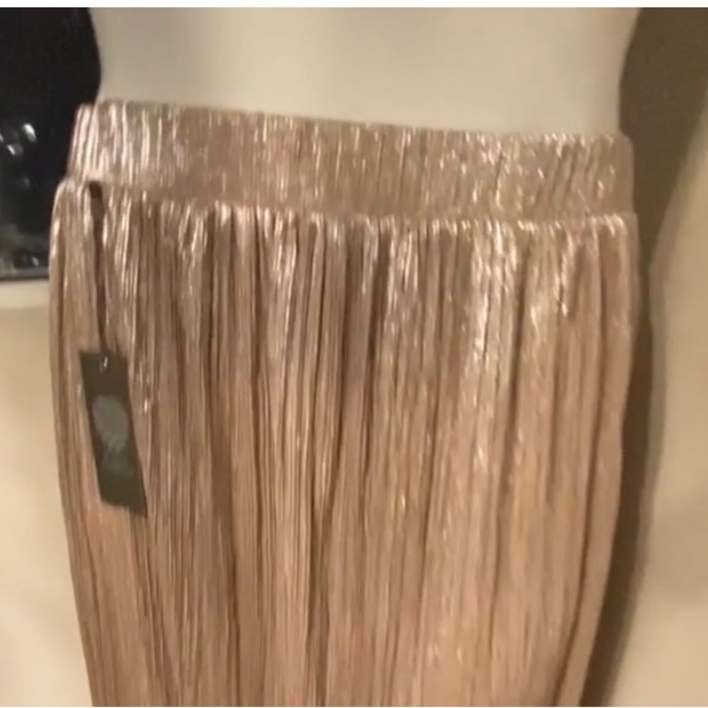 Vince Camuto Shimmering Tan Midi Skirt - Picture 3 of 8